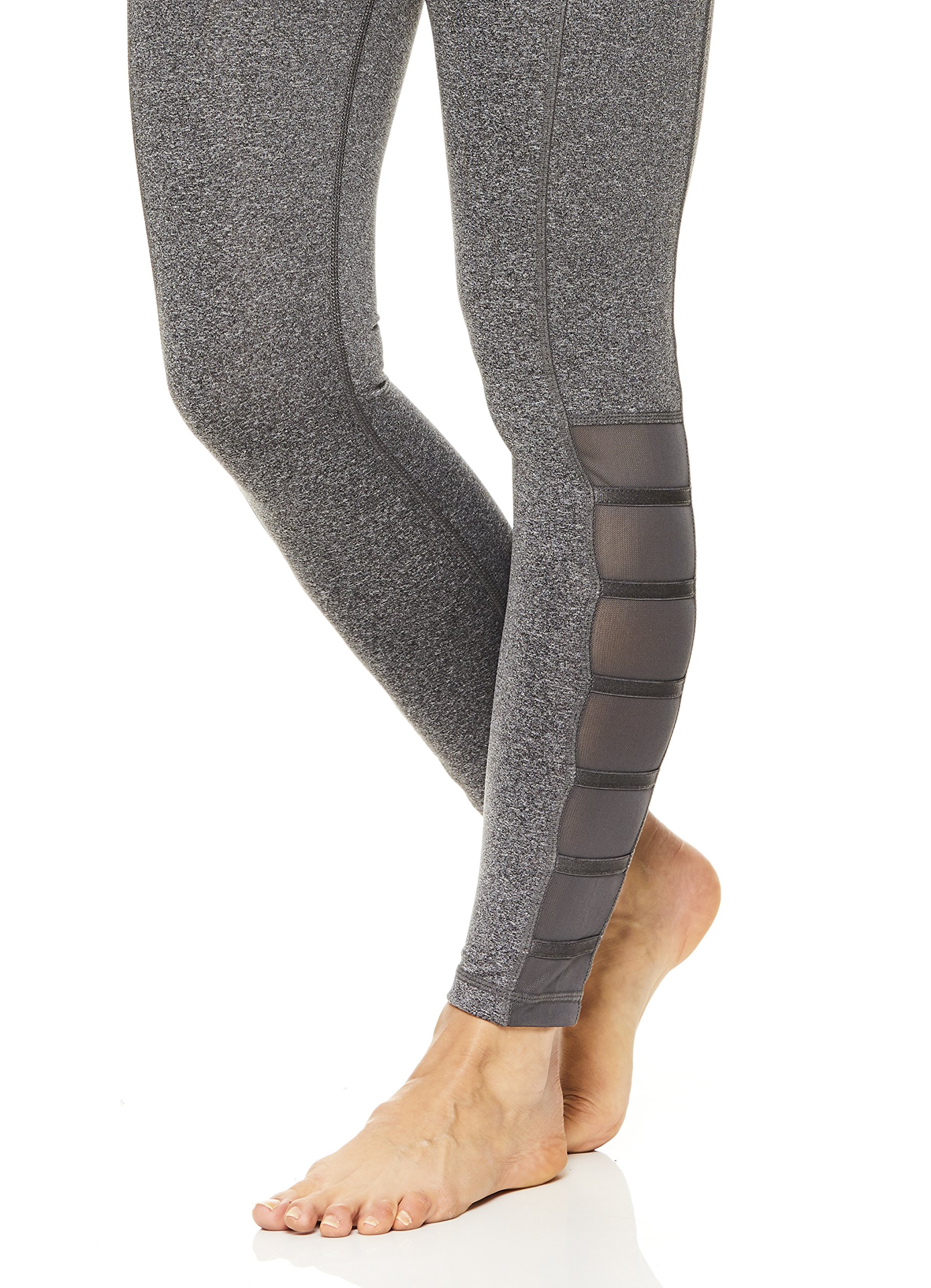 Nicole Miller Active Women's 7/8 Workout Leggings Performance Activewear Pants w/Elastic Inserts - Charcoal Heather Shiny Grey, Small - Image 4