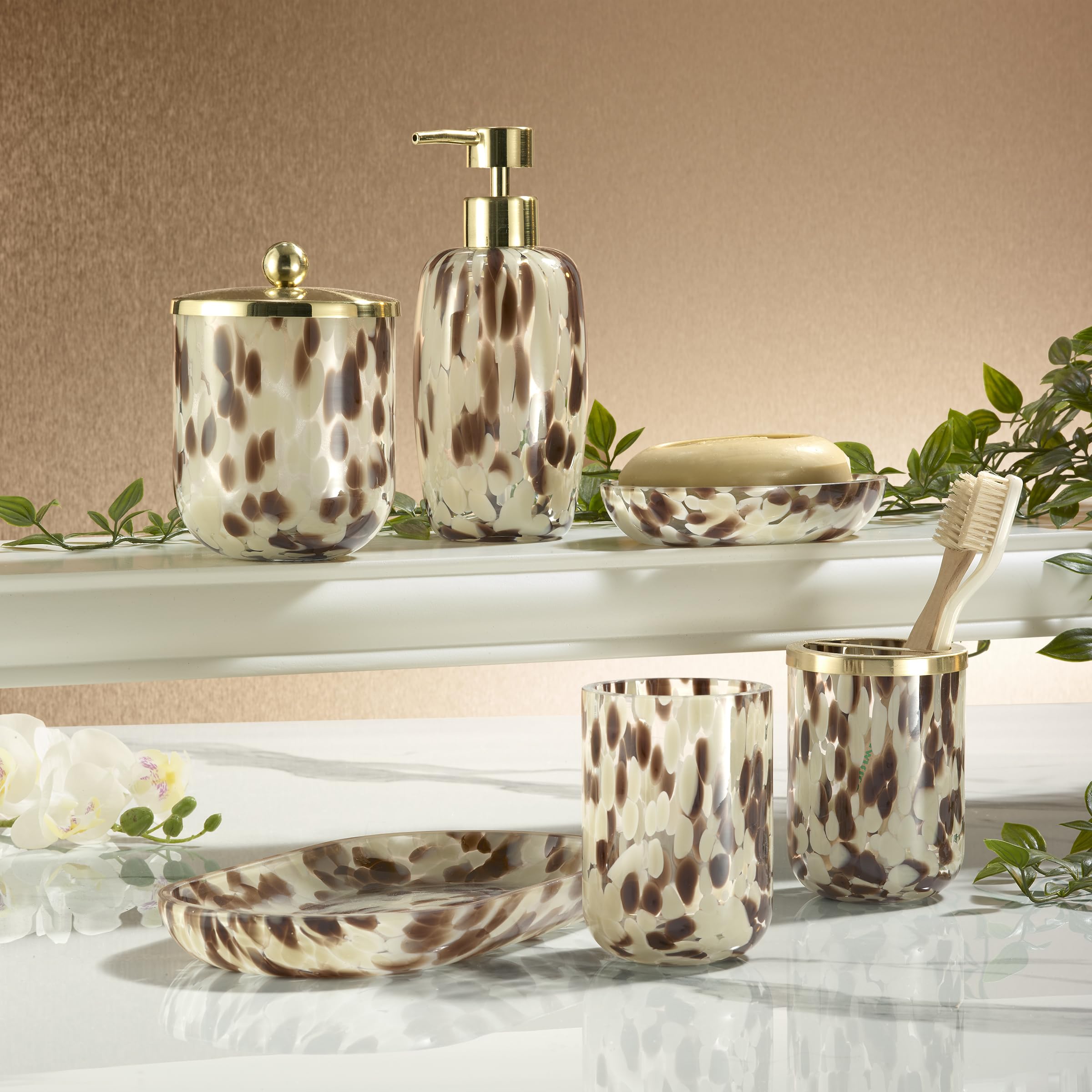 Nicole Miller – Covered Jar, Decorative Glass with Animal Print Design & Gold-Tone Lid, Decorative Storage for Bathroom, Kitchen, Bedroom or Office (Safari) - Image 4