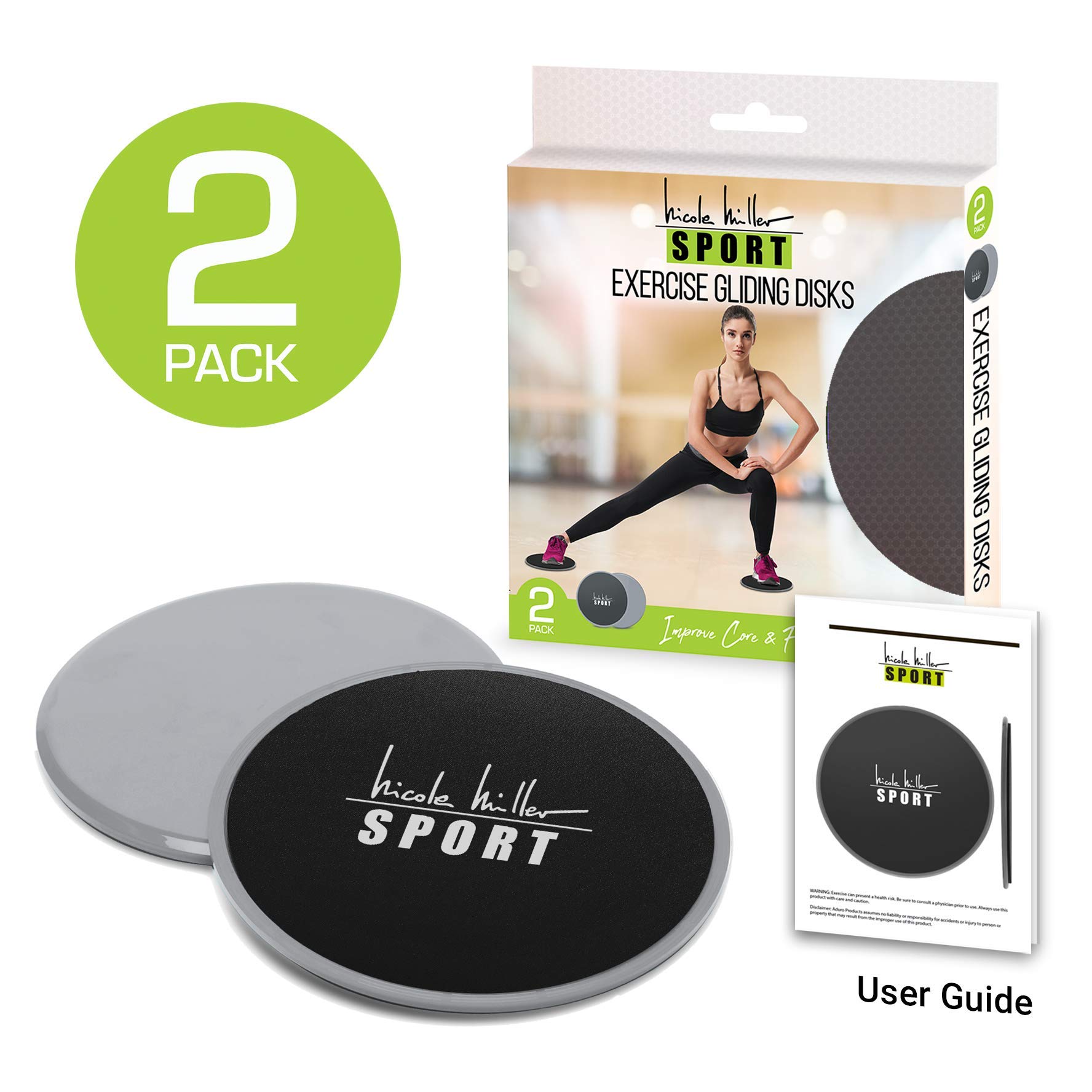 Nicole Miller Exercise Sliders for Fitness Workout [2PK], Double Sided Gilder Strength Slides Discs Work Smoothly on Any Surface for Stretch Strength Core Exercise - Image 6