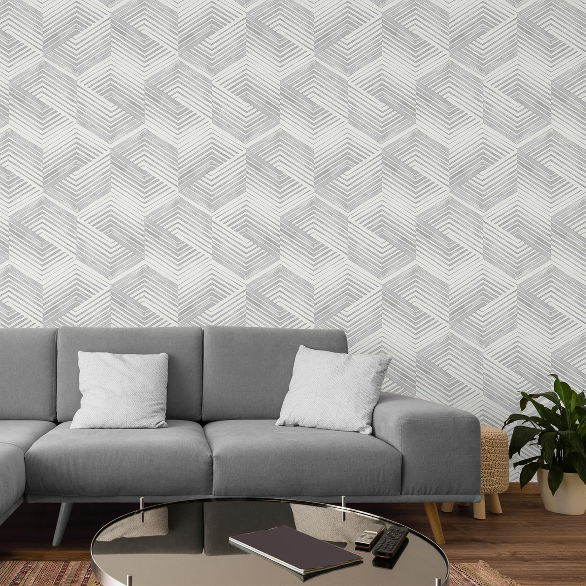 Nicole Miller New York Geo Movement Oyster Peel & Stick Wallpaper - Image 3