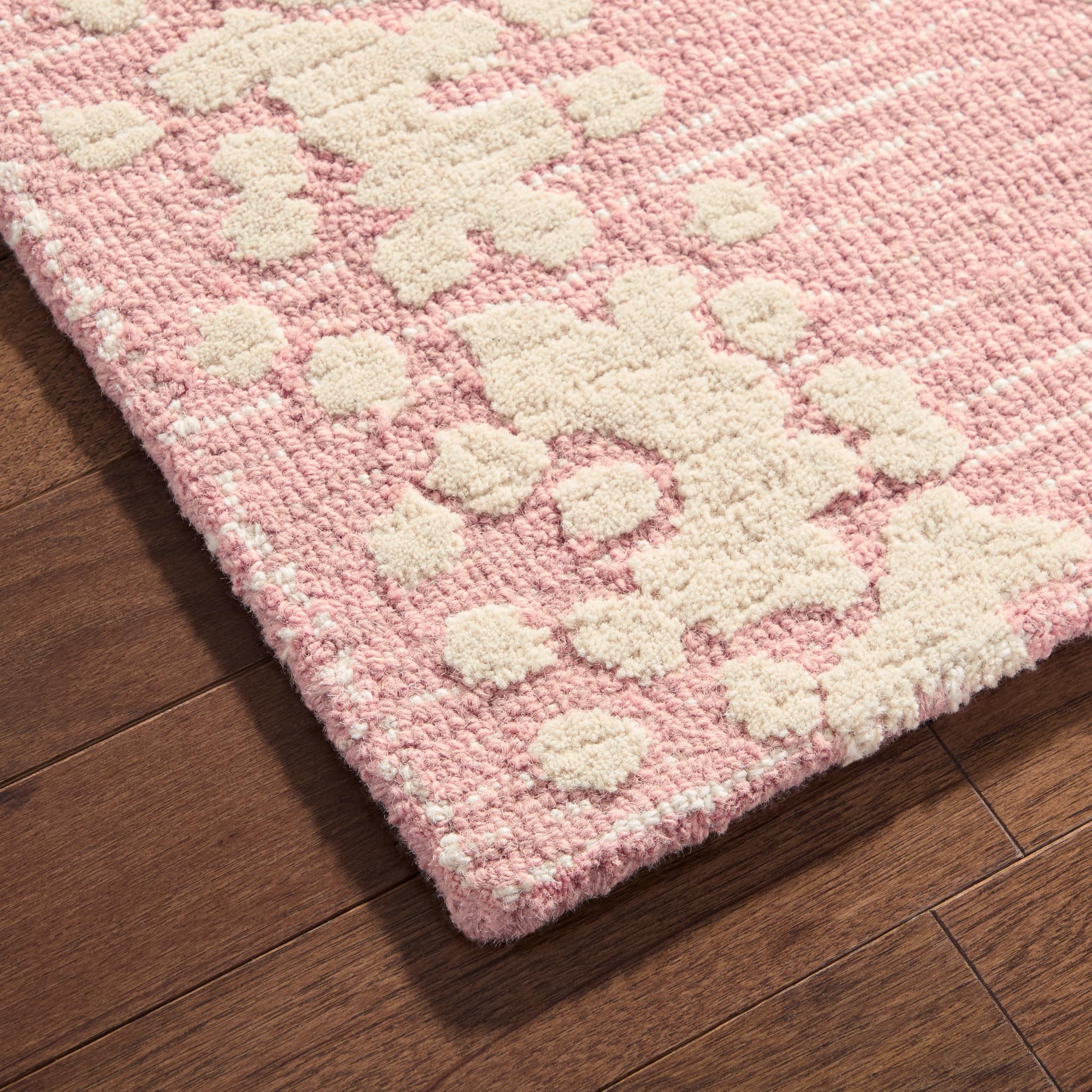 Nicole Miller New York Mod Weave Abstract Knotted Texture Handcrafted Area Rug, 100% Wool Rug, Rose, 8'x10' - Image 3