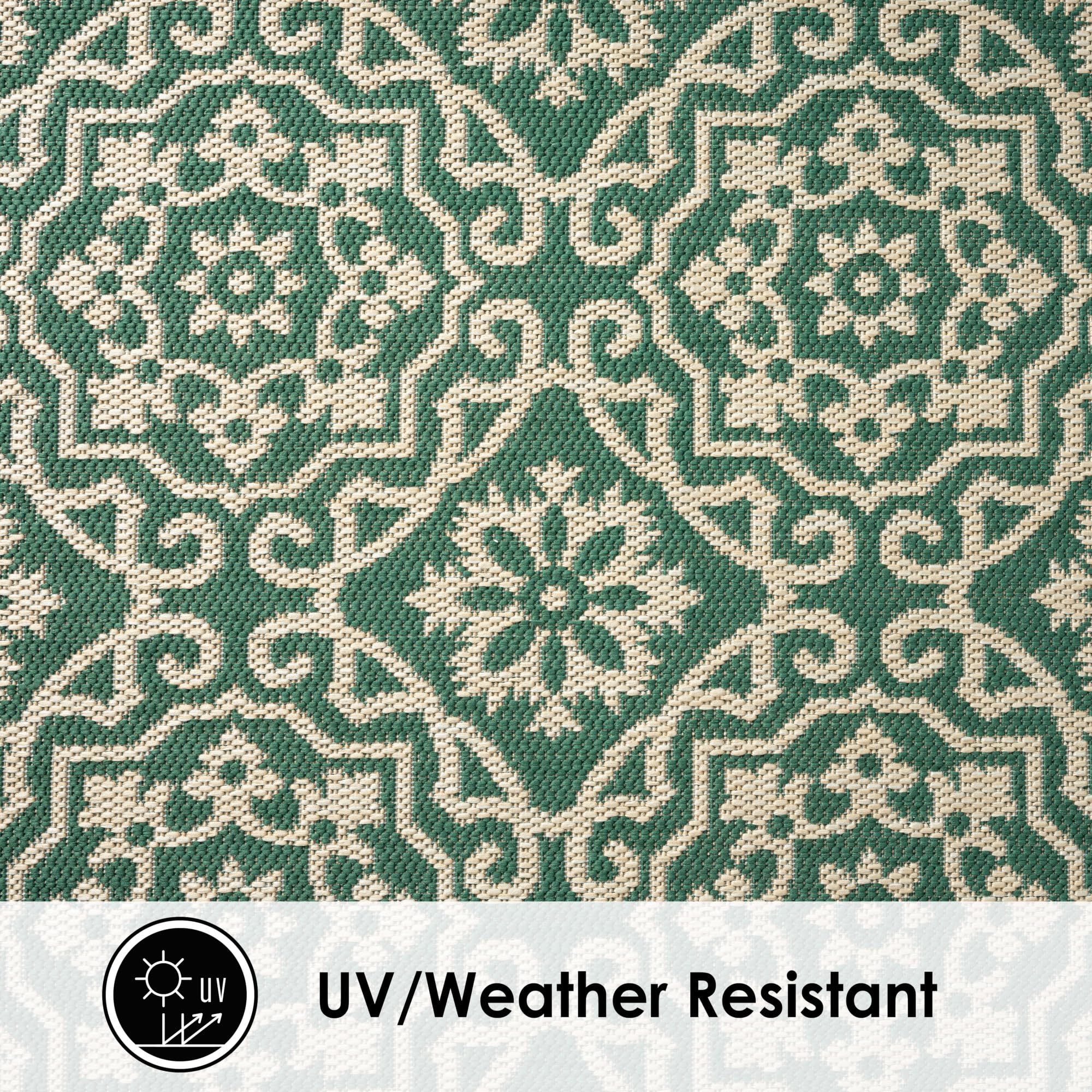 Nicole Miller New York Patio Country Julia Transitional Geometric Indoor/Outdoor Area Rug, Green/Beige, 5'2"x7'2" - Image 4