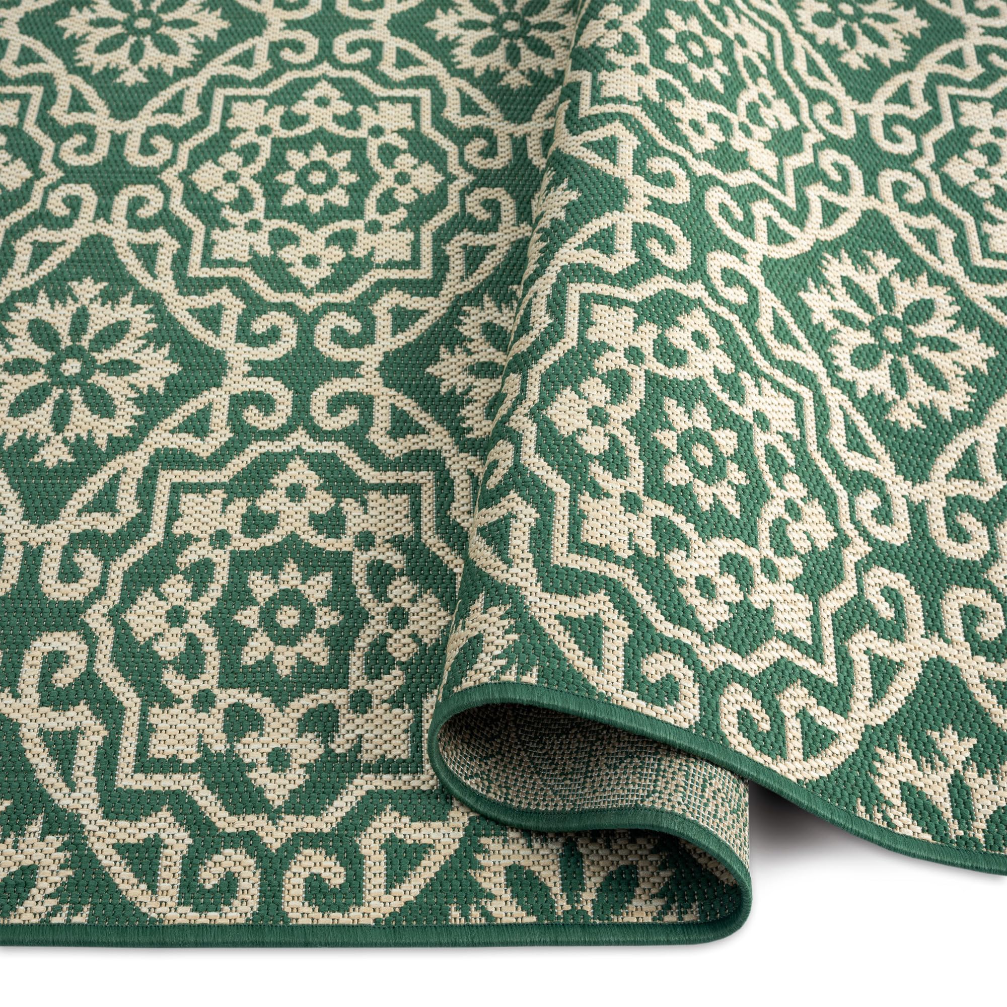 Nicole Miller New York Patio Country Julia Transitional Geometric Indoor/Outdoor Area Rug, Green/Beige, 5'2"x7'2" - Image 5