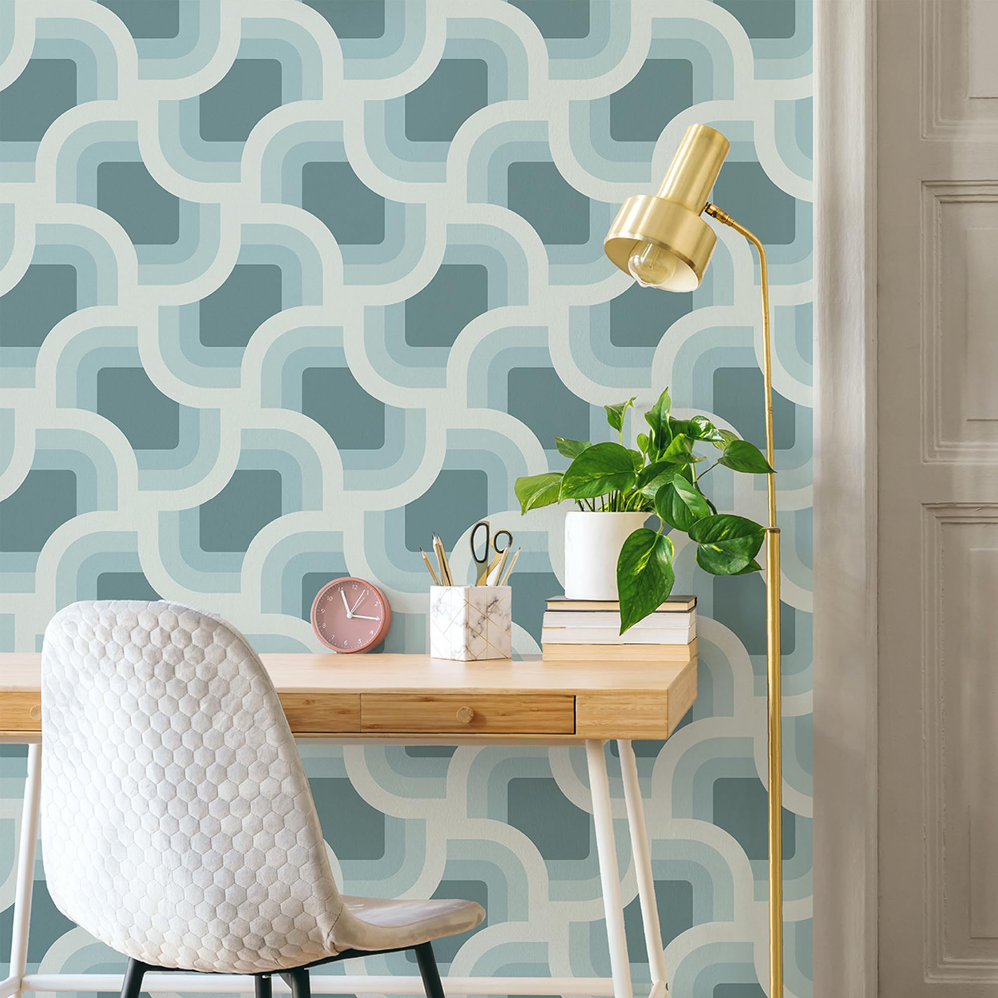 Nicole Miller New York Retro Geo Spa Peel & Stick Wallpaper - Image 3
